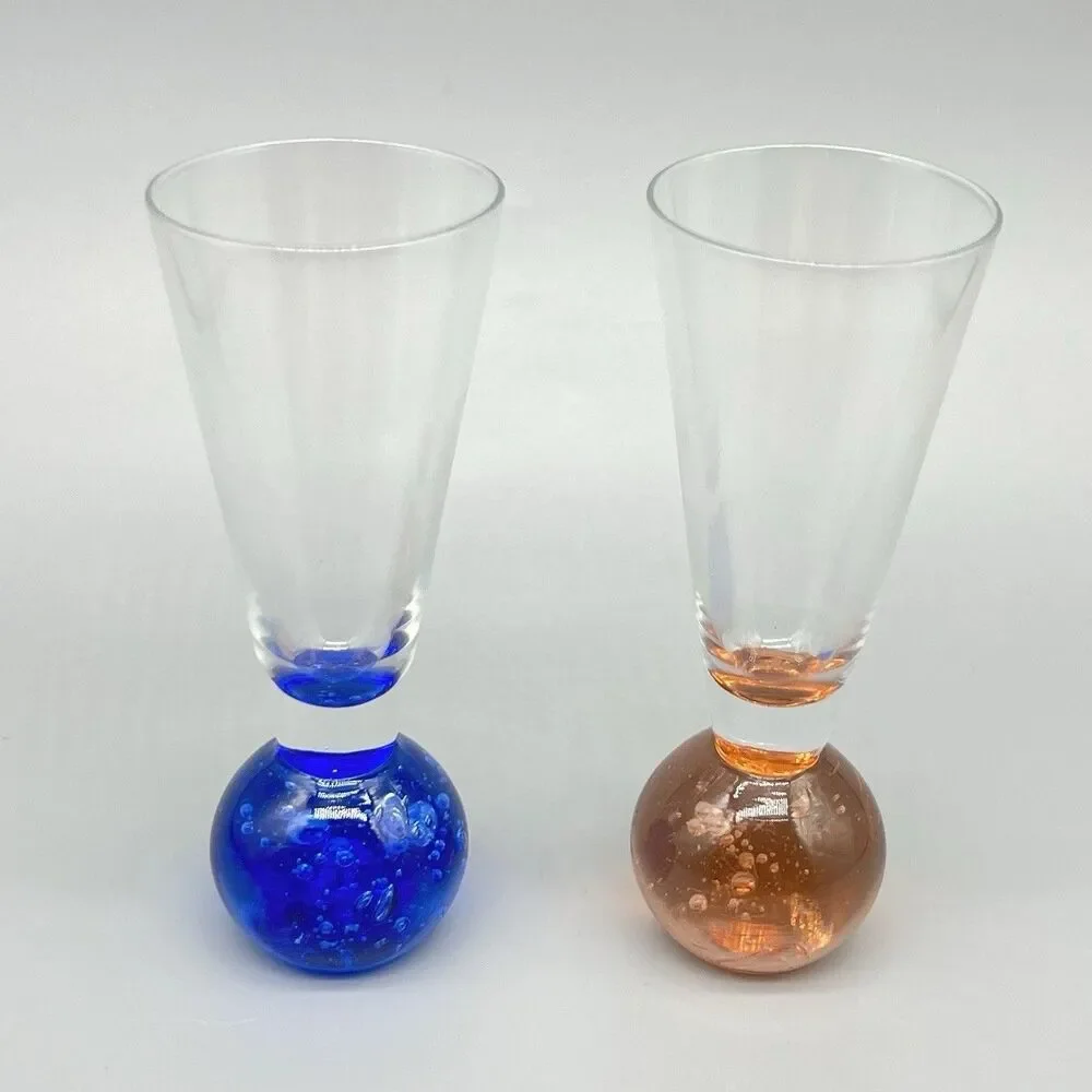 VTG Controlled Bubble Cordial Shot Glass 4.5” Toothpick Bud Vase Ball Base MCM